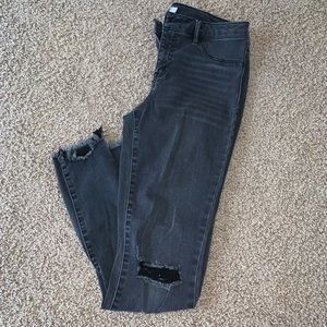 High Rise Distressed Tapered Jeans